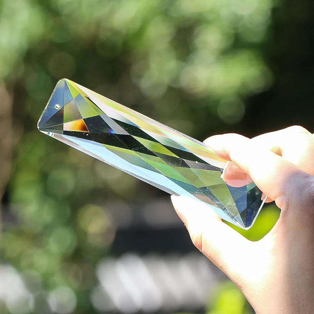 120mm Suncatcher Prism Crystal Stick Hanging Rainbow Maker Light Catcher Pendant Garden Decor Chandelier Lamp Parts Replacement