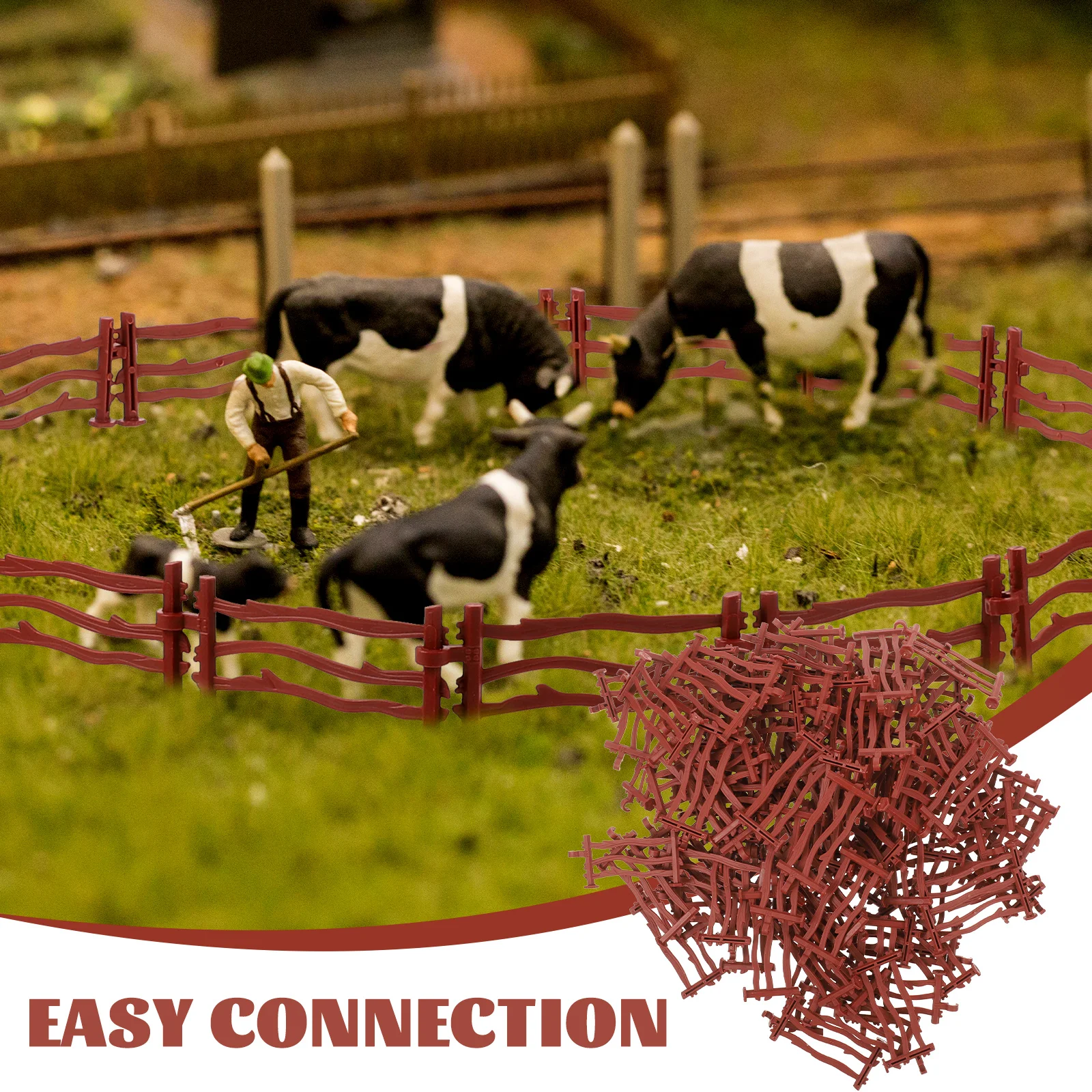 100 szt. Model Ogrodzenia Zabawka Farma Akcesoria Ogrodzeniowe Mini Ogrodzenie Ozdoby Ogrodzeniowe Figurki Akcji Zabawa w Role Barierka Dzieci