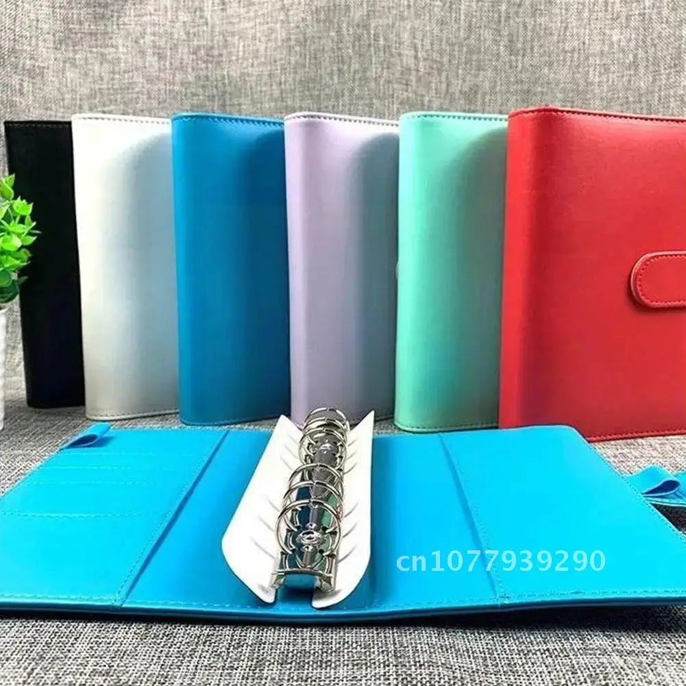 

Macaron Color A6 6 Rings Binder PU Clip-on Notebook Cover Journal Notebook Kawaii Loose Stationery Leaf Leather Notebooks