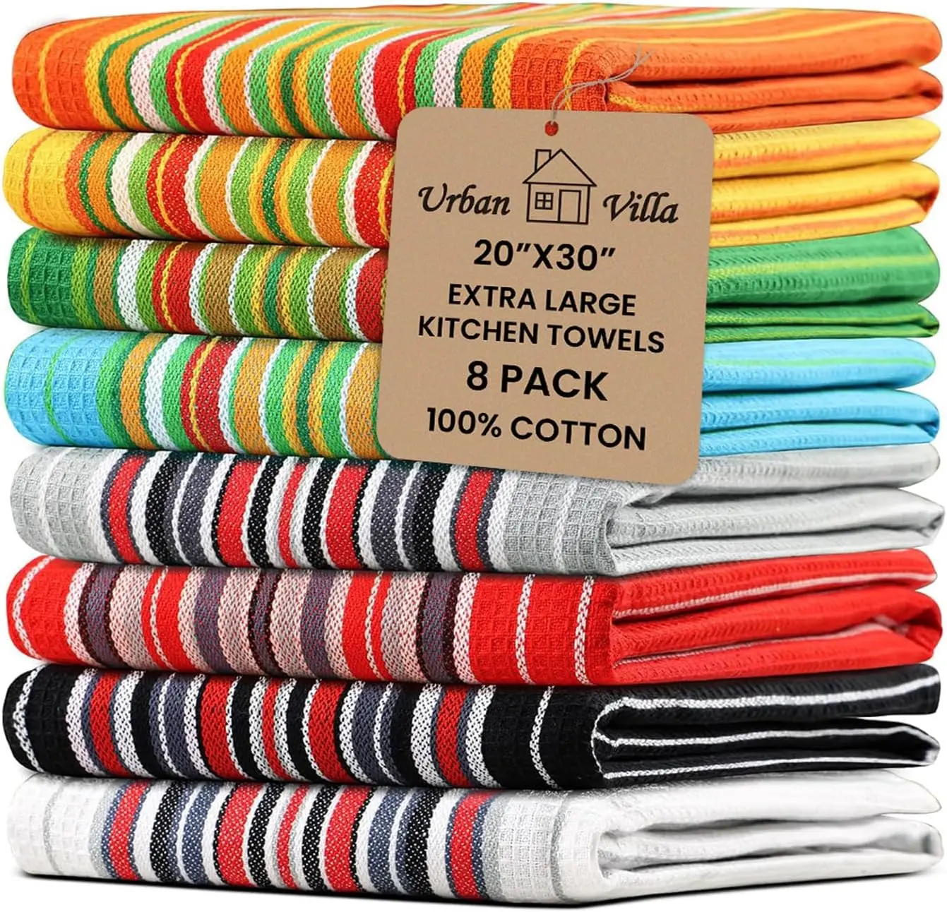 

Kitchen Towels 100% Cotton Dish Towels for Kitchen(Set of 8)20”x30” Dish Cloths Highly Absorbent