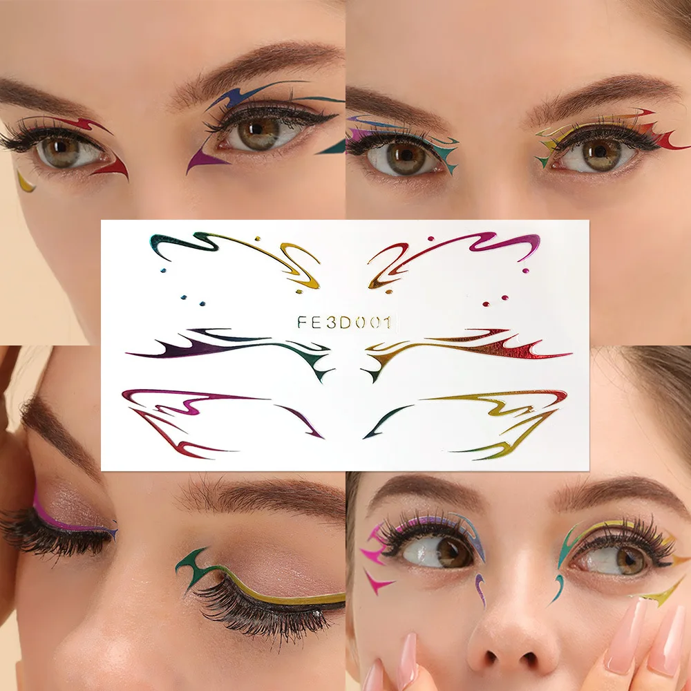 Laser Eye Eyeliner Eyebrows Colorful Eyes Make Up Stickers Face Art Sticker Decals Party Decorations Halloween New Year Festival