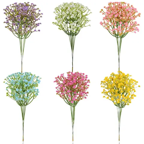6PCS Mini 29CM Artificial Flowers Fake Silk Gypsophila DIY Floral Bouquets Flower For Handmade  Wedding Party Home Decoration