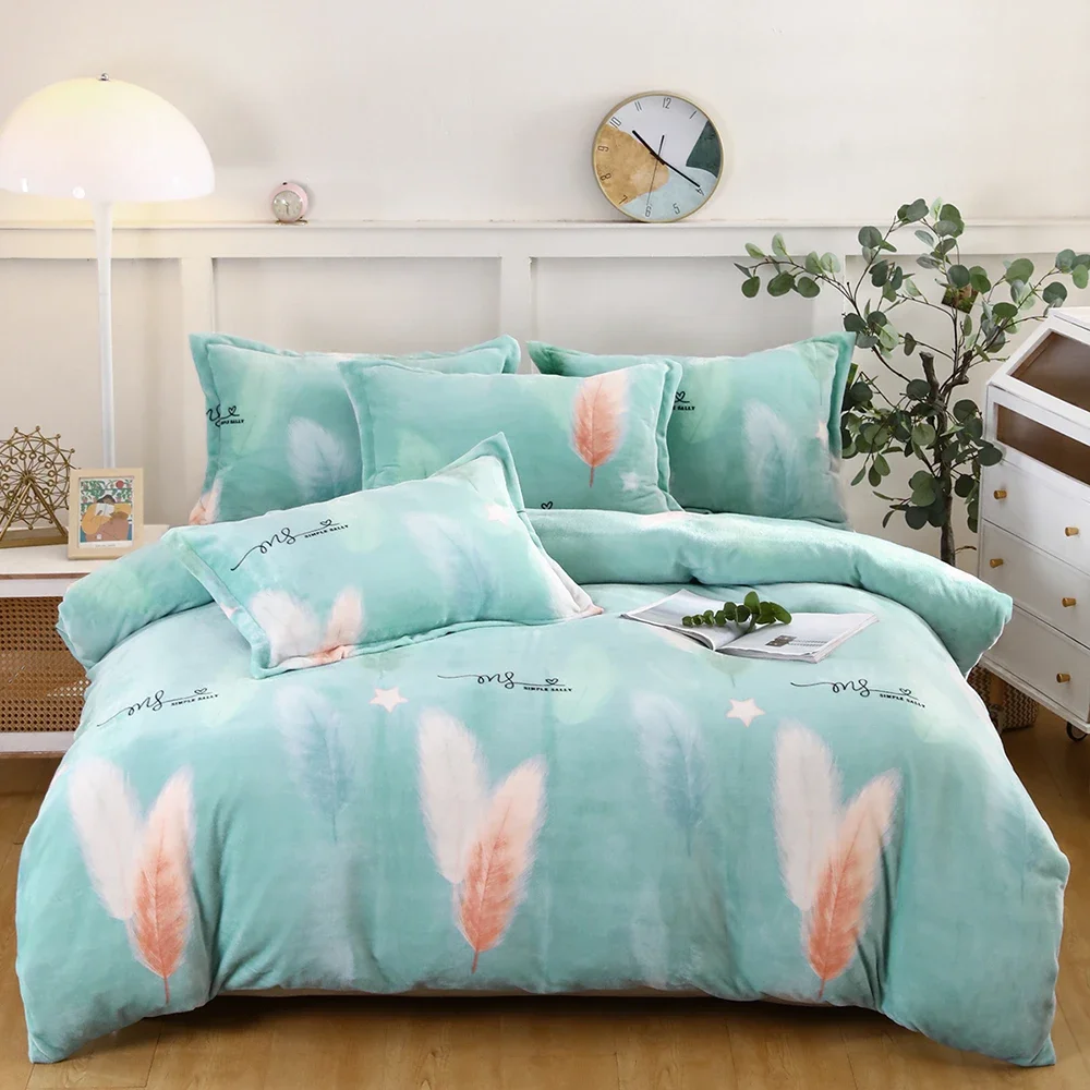 

Thick Fleece Flannel Coral Duvet Cover Winter Warm Double Sided Quilt Cover Microfiber Fleece Twin Full Queen King Home Bedding