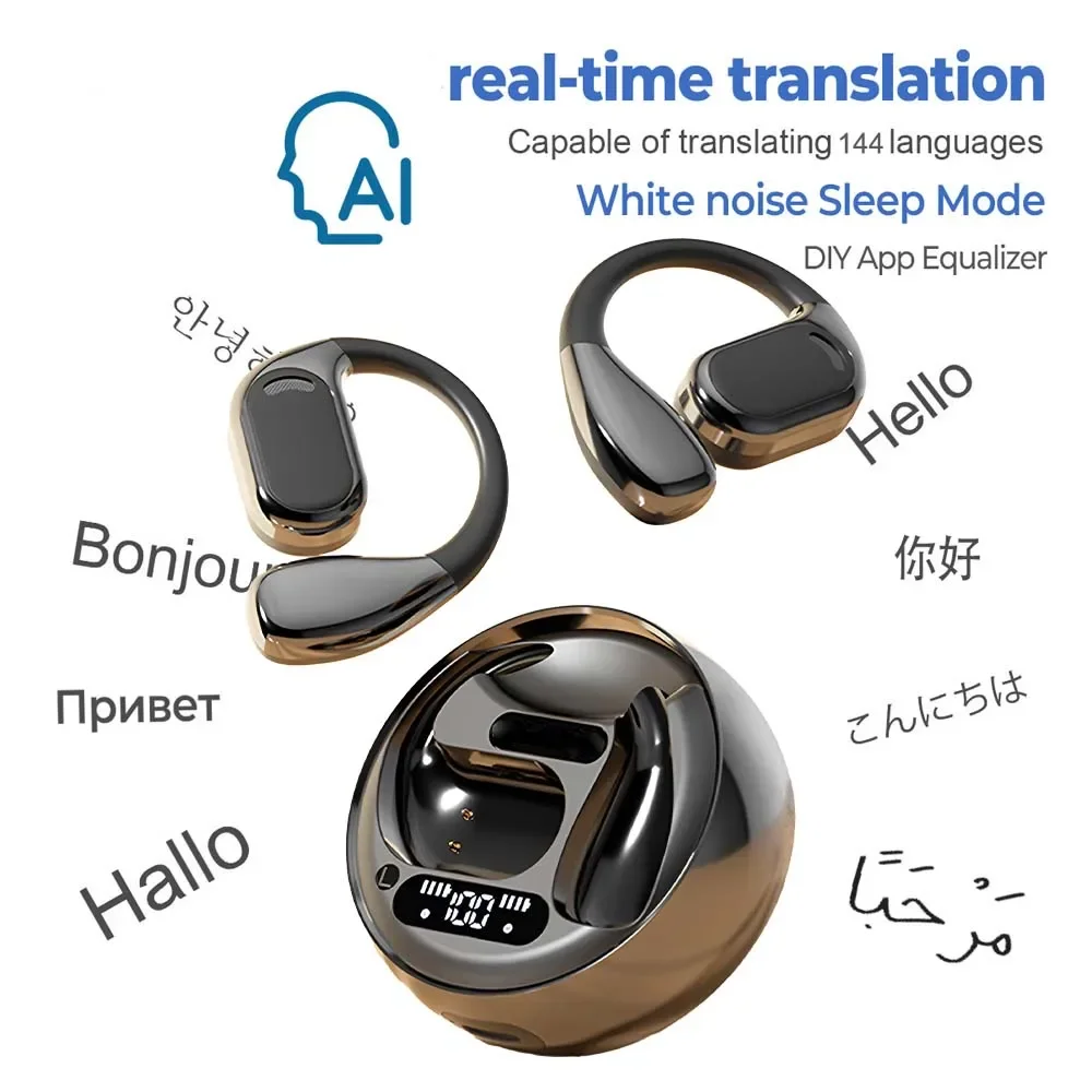 

Office Conference Assistant M76 Headphones Earhook Ai Real Time Translator Study Learning Bluetooth Headset Translation Device