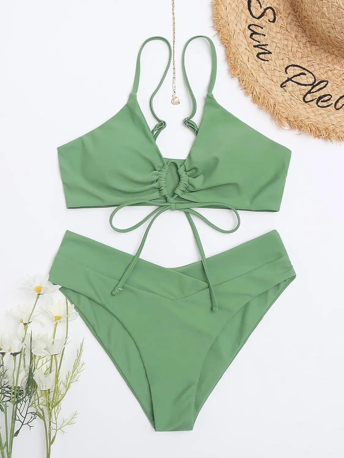 Women's High Cut String Triangle Bikini Set Swimsuits Sexy Bathing Suits