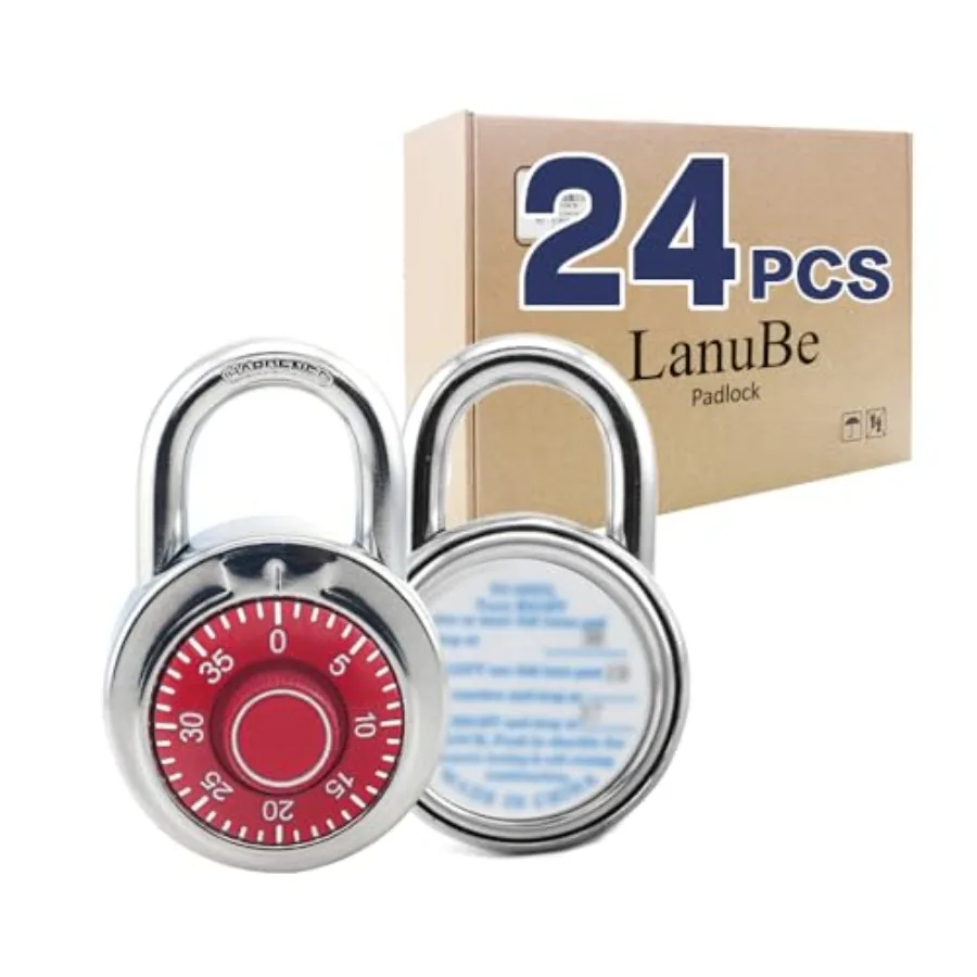 

Standard Dial Combination Lock, 2 in. Wide, with Different Combinations, Turnplate, Pack of 24; Lock for School, Employee, Gym