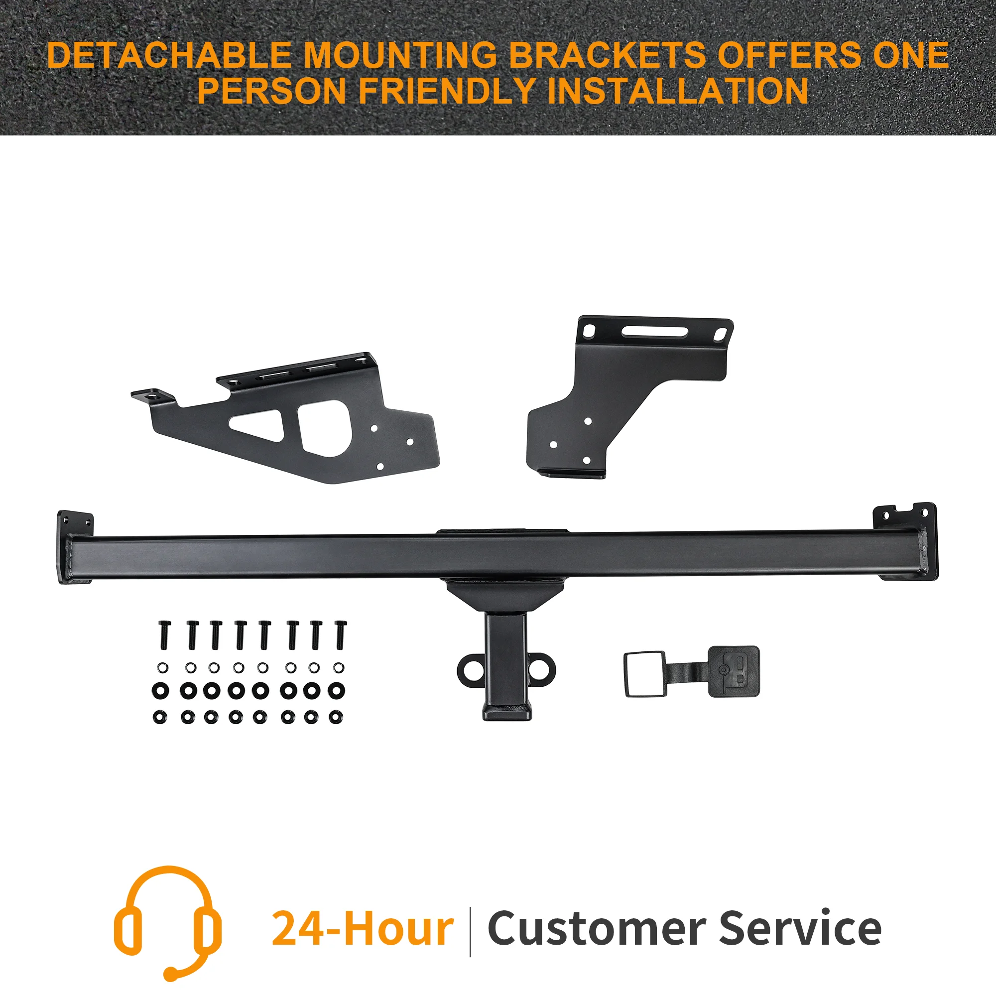 New Durable Steel Rear Bumper Mounted Trailer Receiver Tow Bar Set Towing Accessory for Camping Trailer Cargo Carrier