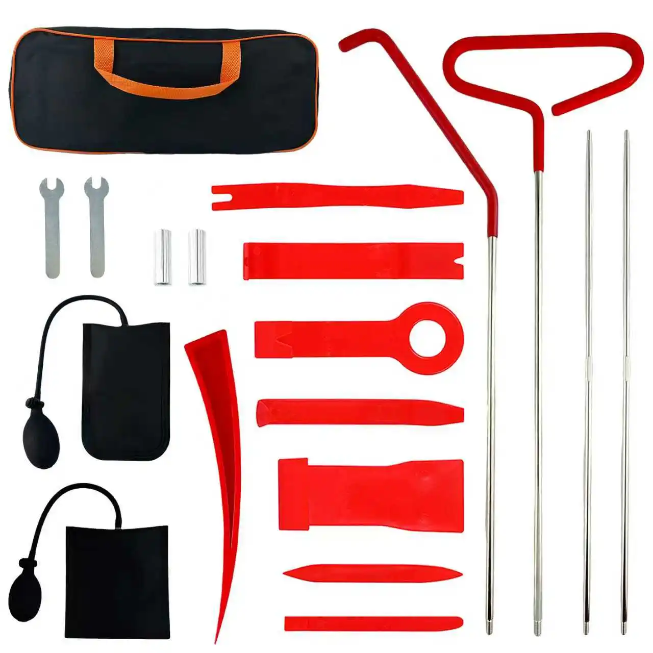 19pcs Manual L ocksmith Roadside Emergency Kit Essential Car Loc k Pick Set Long Distance Hook Retrieval Tool