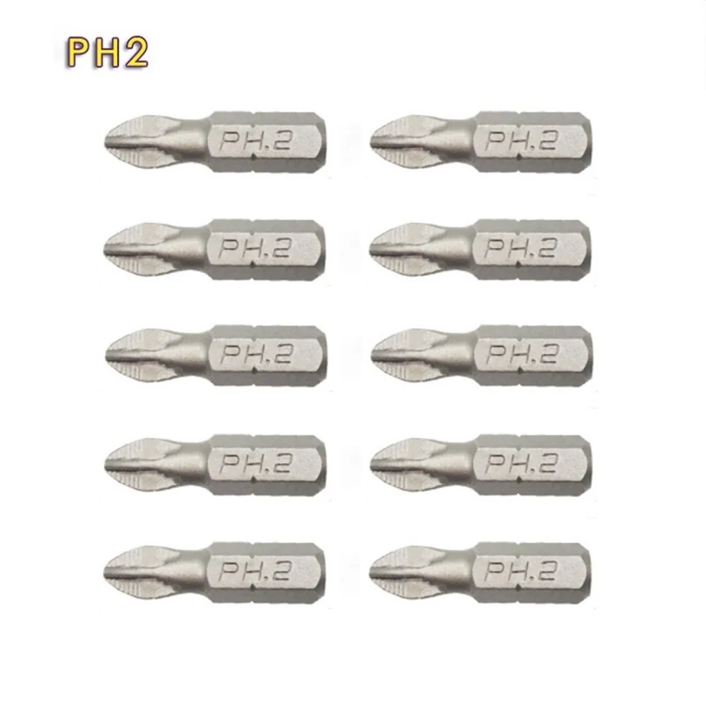 10pcs Electric Hex Shank Screwdriver Bits PH1 PZ1 PH2 PZ2 PH3 PZ3 Magnetic Anti Slip 25mm For 1/4\