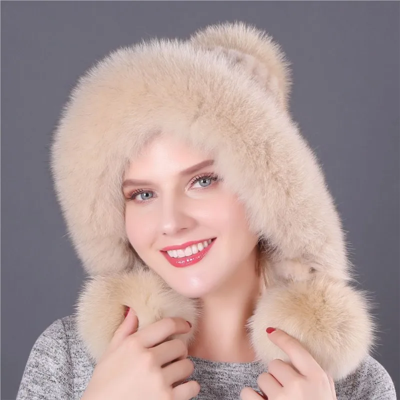 Elegant and fashionable leather hats children's fur women's earmuffs casual