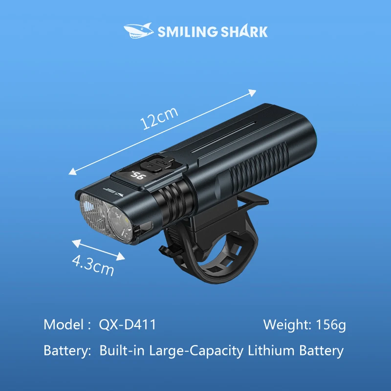 SMILINGSHARK QXD411 Rechargeable Bike Light, Super Bright LED*2 Cycling Headlamp, for Outdoor Night Riding Road MTB