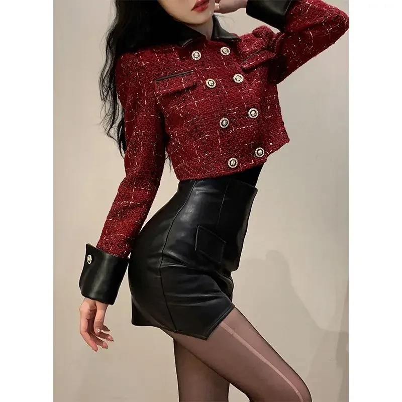 UNXX 2024 New Chic Style Skirt Set Women\'s Autumn French High-End Sweet and Spicy Short Two-Piece Set Female Office Lady Suit