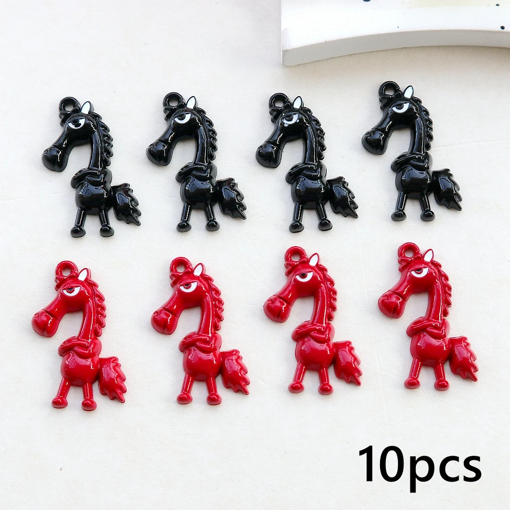10pcs Western Horse Alloy Charms - Vintage Cowboy Metal Pendant for DIY Jewelry, Necklace Bracelet Making, Boho Biker Accessory