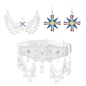 Accesorios para el cabello del cinturón asirio plateado Pendientes para mujeres Asiria Asiria Colorida Colorida Lea de lámina Joya de joyería 8 mejores ventas de bandera asiria - №2