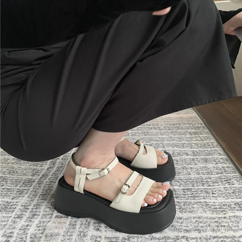 2024 Summer Gladiator Platform Women Sandals Fashion Elegant Open Toe Shoes Ladies Outdoor Dress Platform Flats Sandalias