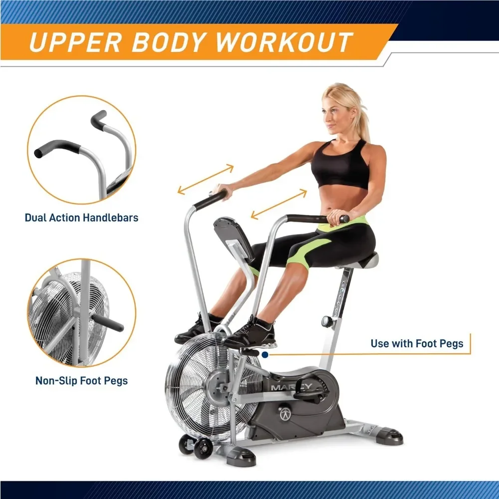 Exercise Bike, Air Resistance Fitness Fan Bike with Dual Suction Handles, Exercise Bike