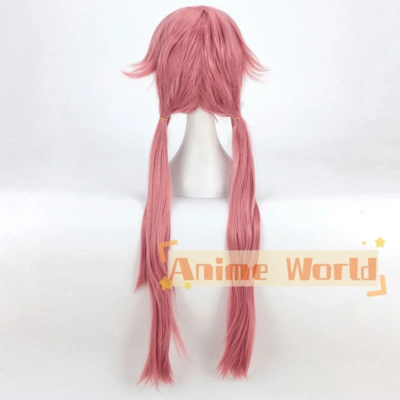Future Diary Mirai Nikki Yuno Gasai Pink Cosplay Wig Halloween Synthetic Hair Heat view 5