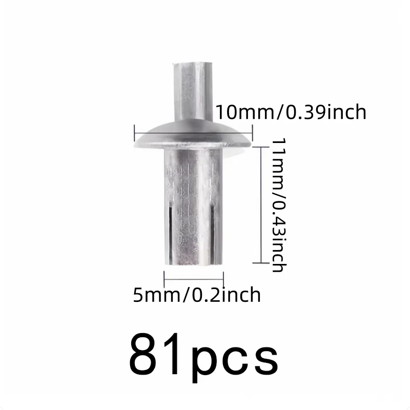 81 pcs 5*11mm Blind Hammer Rivets with No Special Tools Required, ideal for Machinery Fastening and Sheet Metal Joining