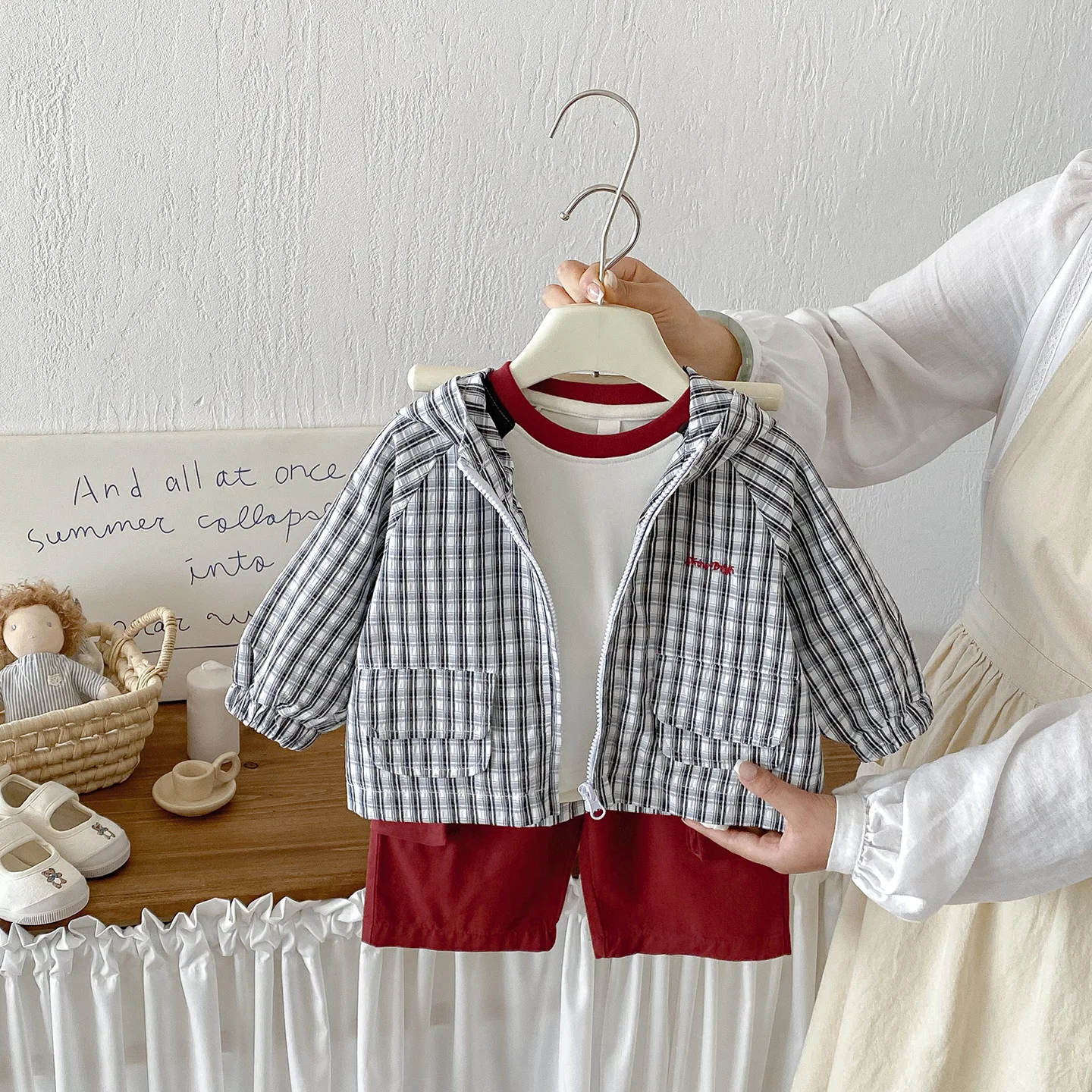 Baby Striped Hooded Jacket for Boys and Girls Autumn New Contrasting Color Base Shirt, Casual Work Pants