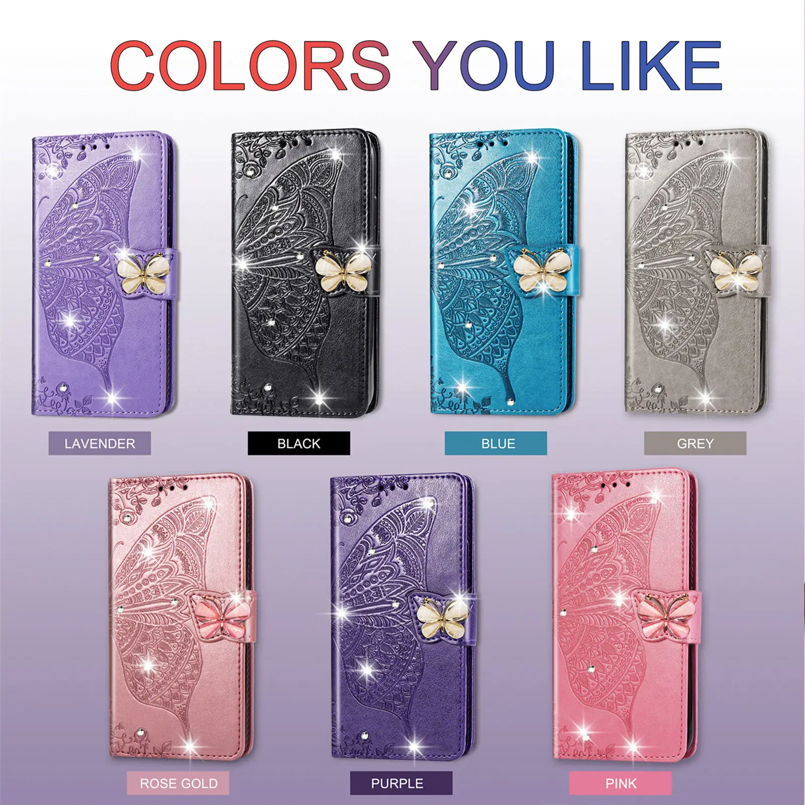 

Glitter Lucky Leaf Butterfly Embossing Leather Wallet Case For Motorola MOTO E22I E22 X40 MOTO G72 G62 G42 G22 G52 E20/E30/E40