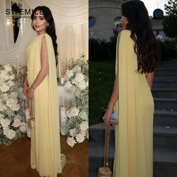 SWEMILE Column One-Shoulder Ankle-Length Chiffon Zipper Up Sleeveless Dresses For Prom Elegant Party Dresses For Women 2024