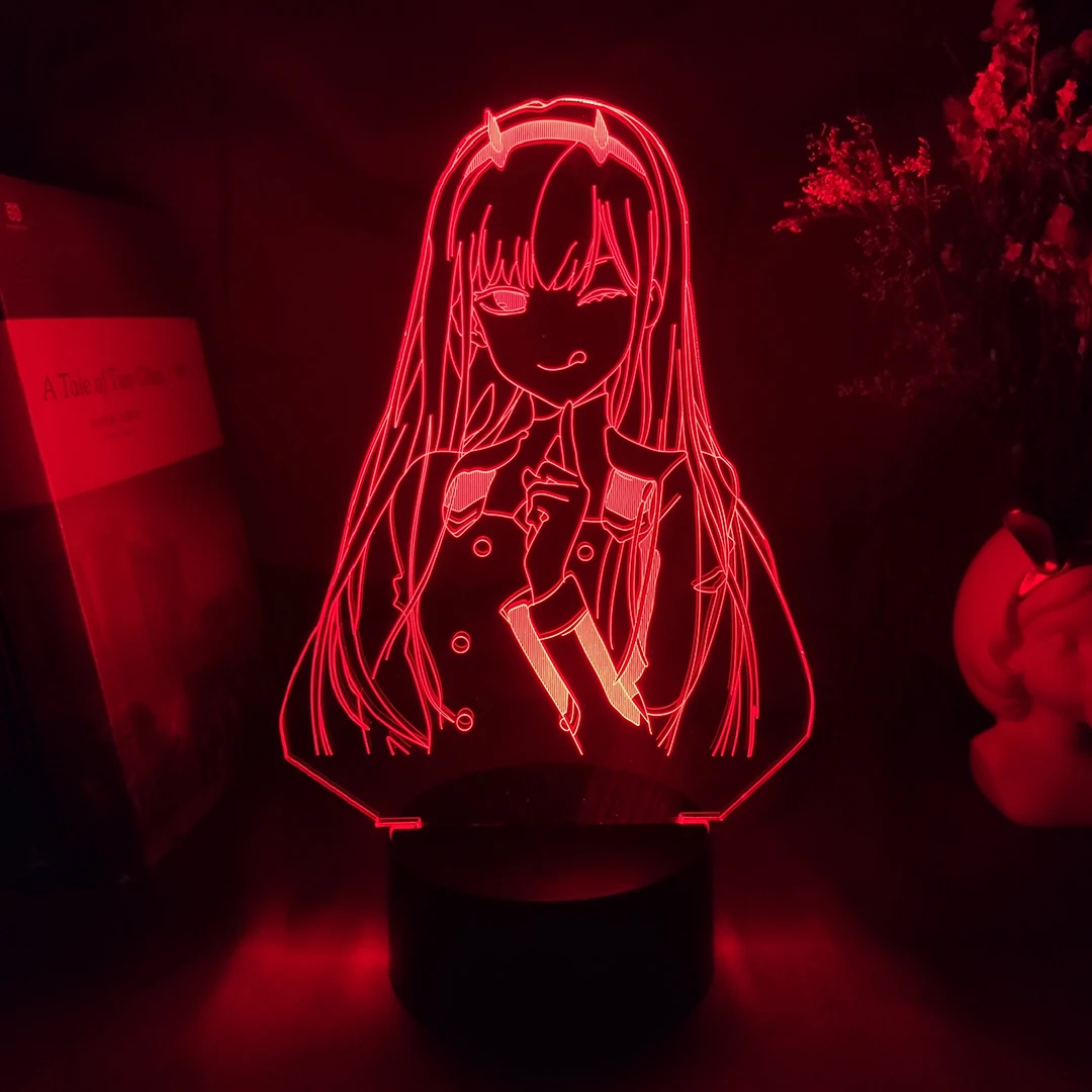 7 Color Acrylic Lamp Anime Darling Zero Two Figurine Nightlight Kawaii 02 Darling Room Decor Aesthetics Cute Gift Lightings