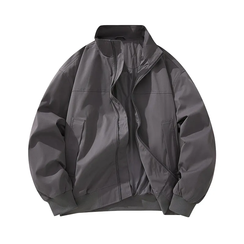 

Pure Color Casual ort Jaet Men's Spring Autumn New Sle Flight Suit Coat Social Trendy Youth Polyester Fiber Long Sve