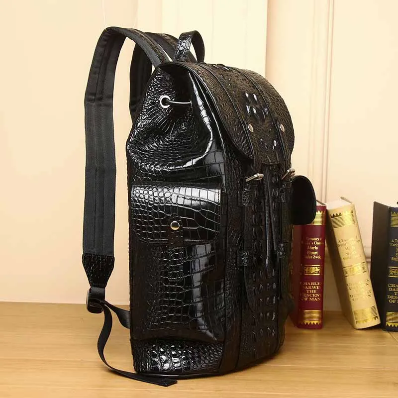 Crocodile Pattern New 2024 Men\'s Backpack Famous Brand Large Capacity Leather Backpack Versatile Trend Travel Bag Handbag