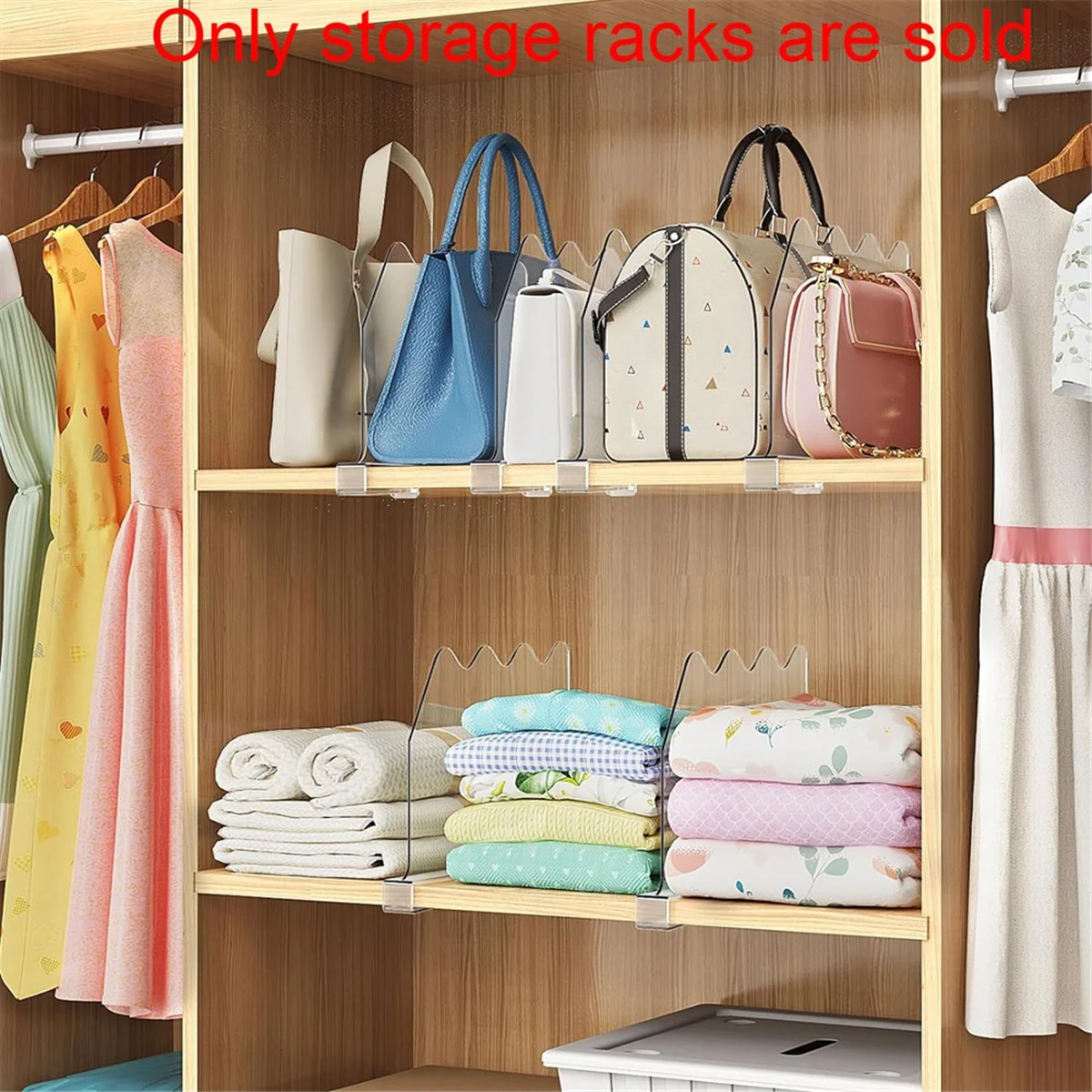 6 PCS ชั้นวางสําหรับตู้เสื้อผ้าองค์กร,อะคริลิคใสตู้เสื้อผ้าชั้นวาง Divider สําหรับชั้นวางไม้,สําหรับตู้เสื้อผ้า,ห้องนอน,สํานักงาน