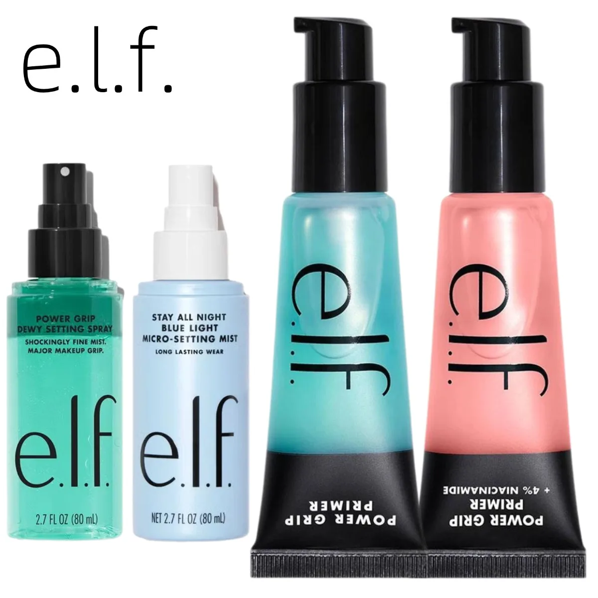 Prebase de Maquillaje Azul y Rosa Power Grip + 4% Niacinamida - Ilumina el Tono de Piel - Spray Fijador Power Grip Dewy