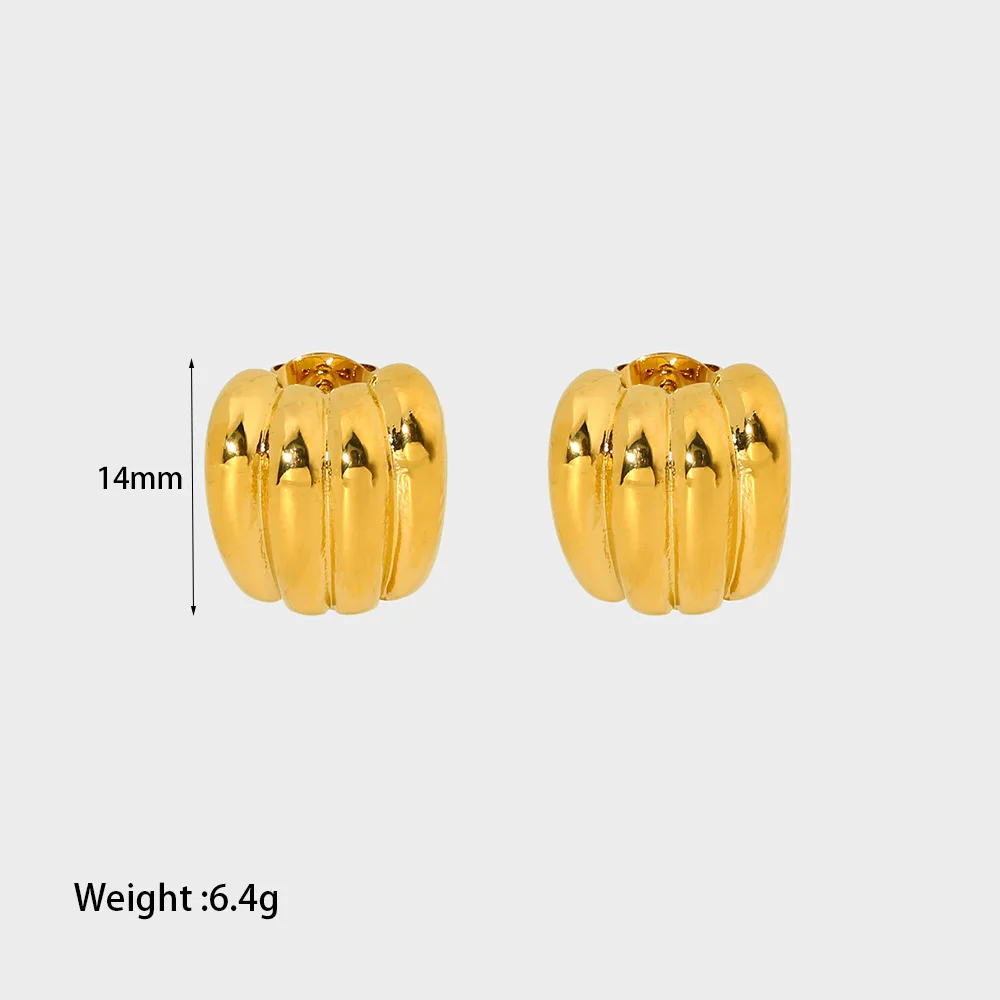 CARLIDANA New Arrival Fashion Jewelry Vintage Gold Plated Wave Line Square Texture Metal Gold Plated Stud Earrings For Women