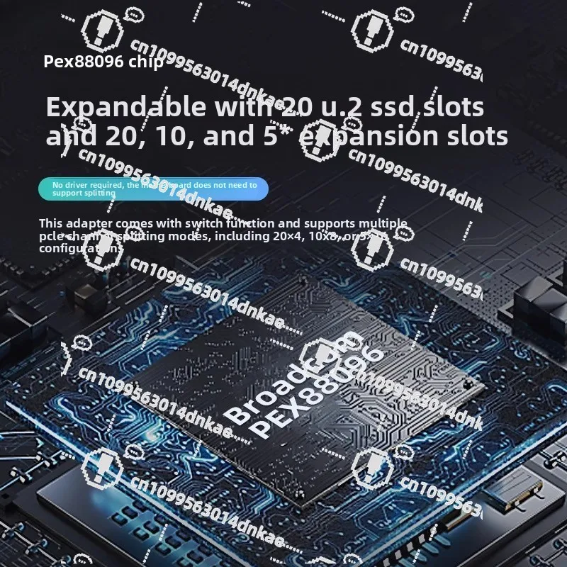 PCIe4.0 X16 10 * SFF8654 8i U.2 NVMe بطاقة توسيع بطاقة الرسومات AI توسيع PEX88096