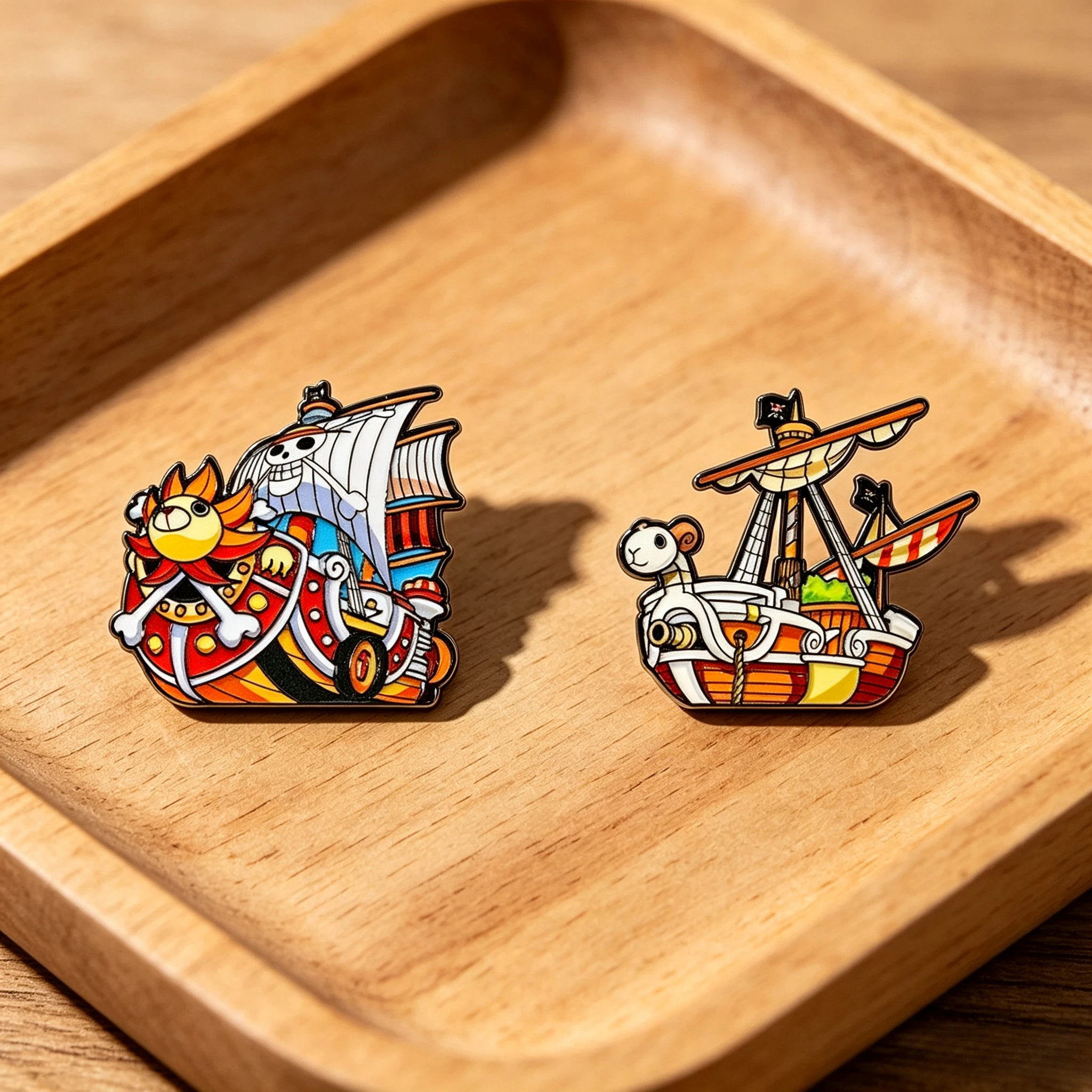 2pcs Anime Pirate Enamel Pins Set Cartoon Ship Brooches for Backpacks Hat Lapel Pins Badges for Fans Gifts Cosplay Accessories