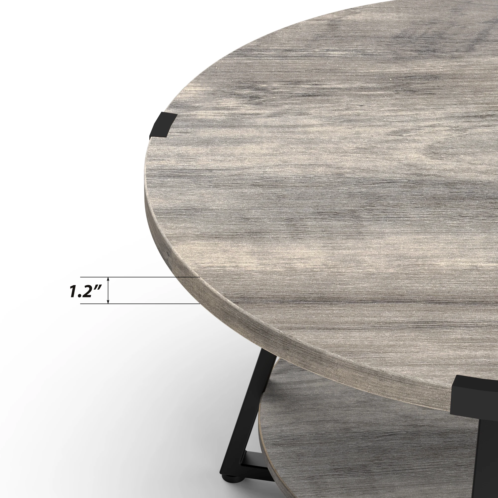 Round Coffee Table with 2-Tier Storage Shelves