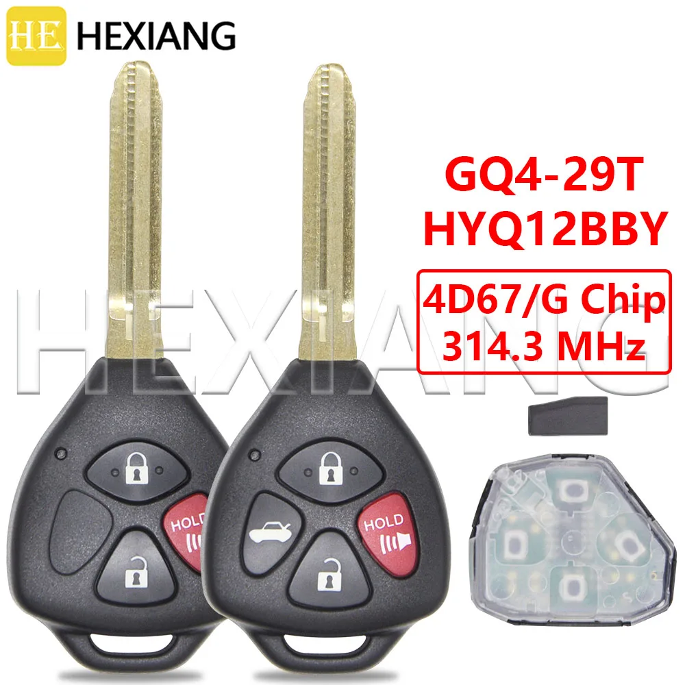 DR HYQ12BBY GQ4-29T 314MHz 4D67/G Chip Car Remote Key For Toyota Corolla Camry Matrix Pontiac Vibe RAV4 Yairs Hilux Avalon Venza