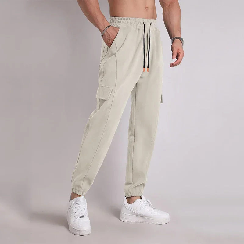 New Jogging Pants for Men with Elastic Waistband Casual Pants, Black Outdoor Cotton Men's Sports Pants