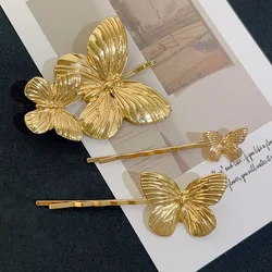 Fashion Gold Metal Butterfly Barrettes Wedding Bride Hair Clips Exquisite Bangs Hairpin Headwear Accessories