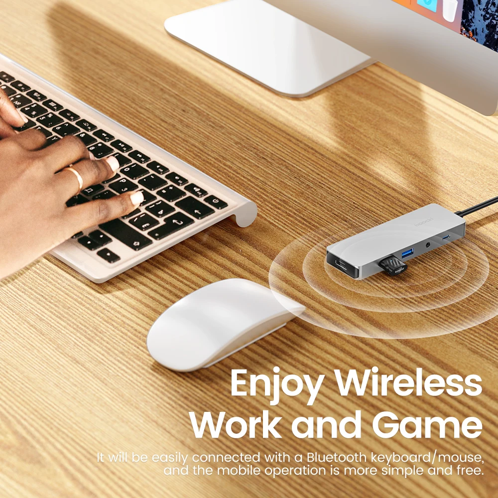 Toocki USB بلوتوث 6.0 محول للكمبيوتر ويندوز 11/10/8.1/7 LED سماعة لاسلكية تعمل بالبلوتوث USB استقبال والارسال للوحة مفاتيح الماوس #3