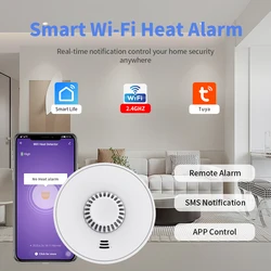 Wi-Fi Smart Heat Detector with Tuya App control, Tuya Smart Heat Alarm with Sealed 10-Year Li-Battery, BS 5446-2, VH01W