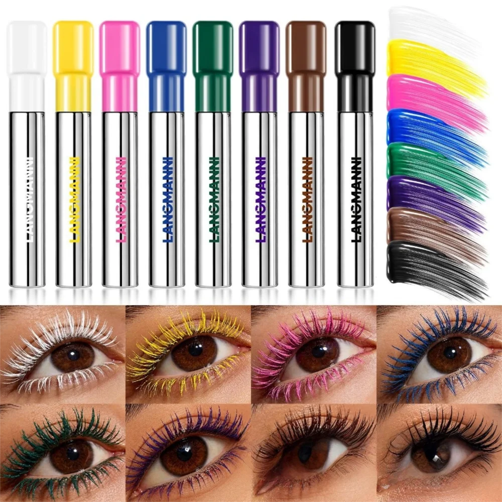 Big Brush Silk Fiber Mascara Ultra-Fine Brush Lengthen Eyelashes Colorful Mascara Fast Dry Curling Mascara Makeup Application