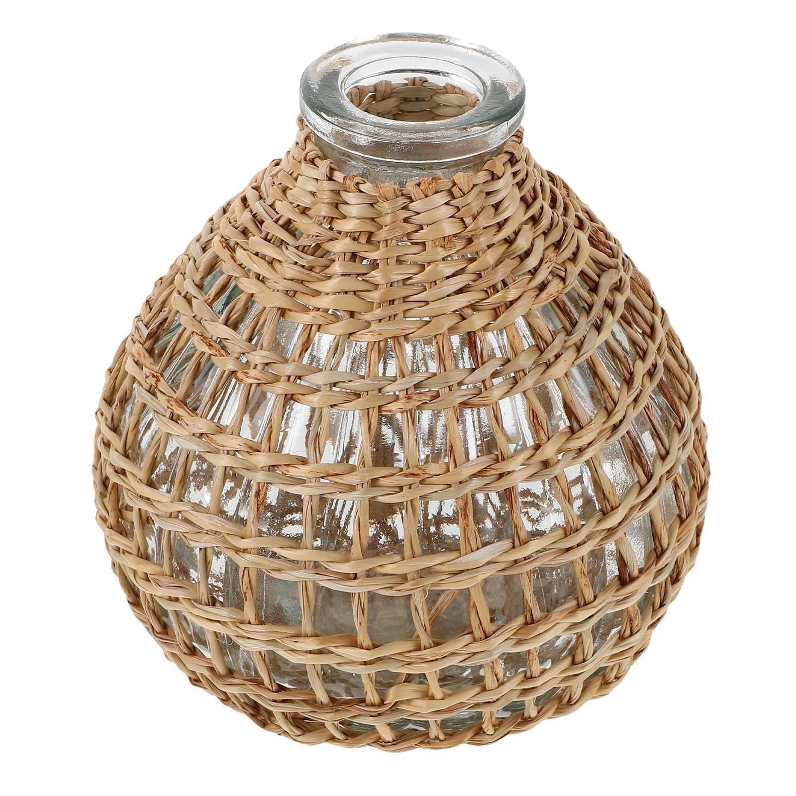 

1pc Woven Vase Light Brown Flower Arrangement Holder Natural Grass Aroma Bottle Decorative Home Table Decor Dried Flower Vase