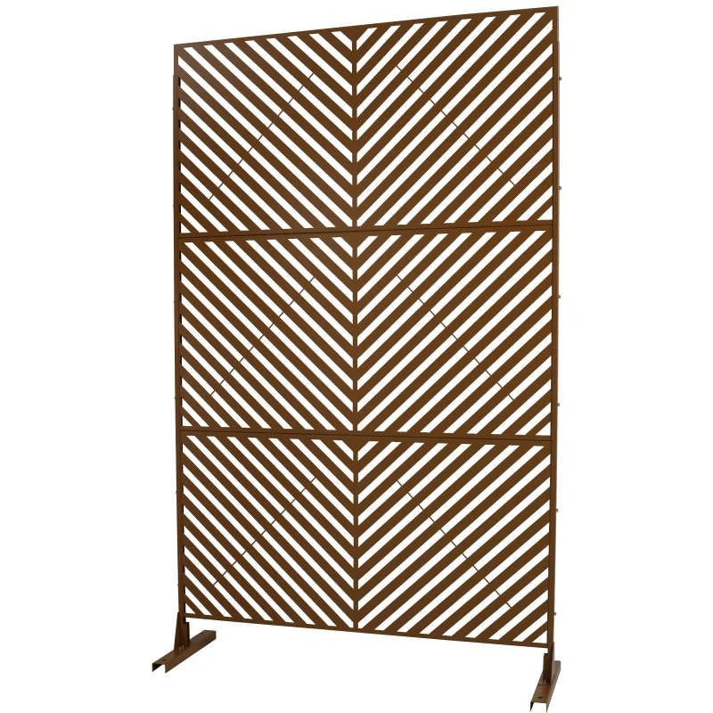 Outdoor & Indoor Privacy Screen Metal Privacy Screen 76" H×48" W, Freestanding Decorative Privacy Screen for Deck Balcony Patio, Privacy Fence Panels for Outside Lawn Garden PS113 BROWN view 2
