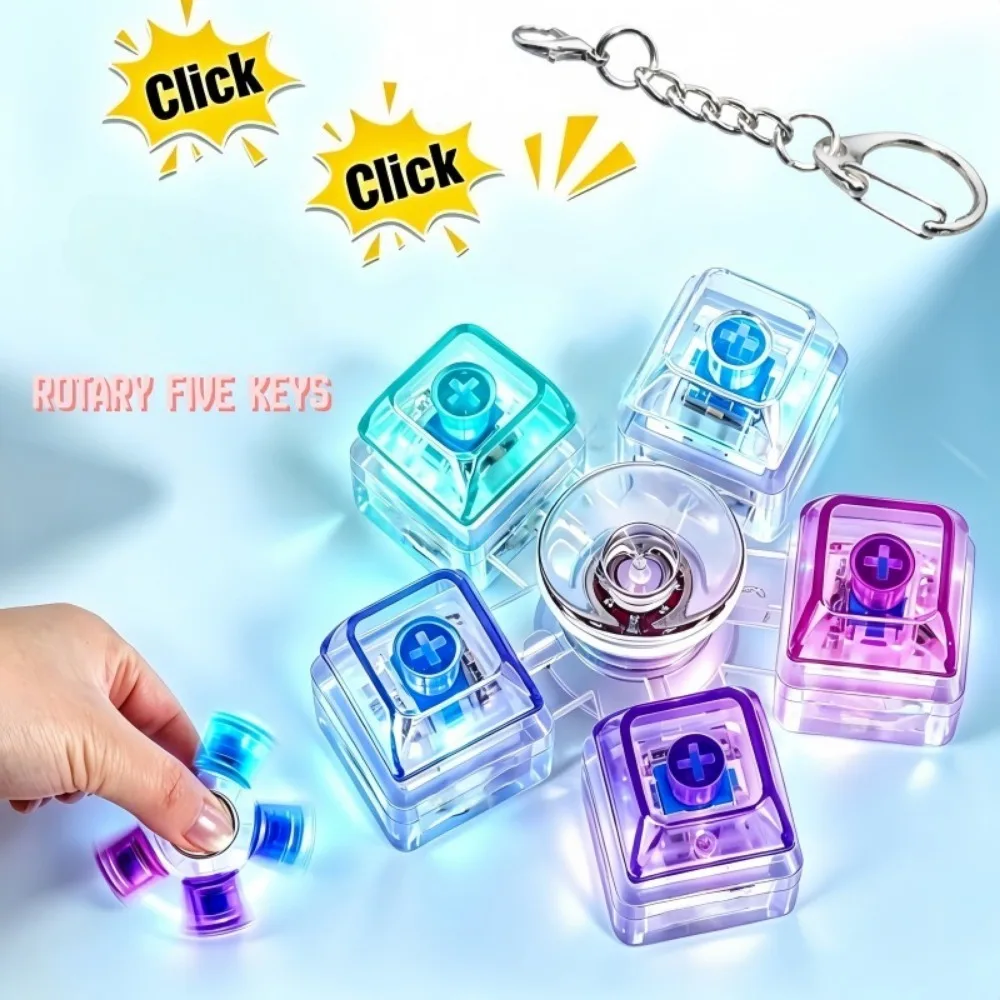 2/4/8 Pcs Rotatable Keycap Fidget Spinner Keychain, Style Finger Stress Relief, Portable Car Key Chain Gift for Car Enthusiasts