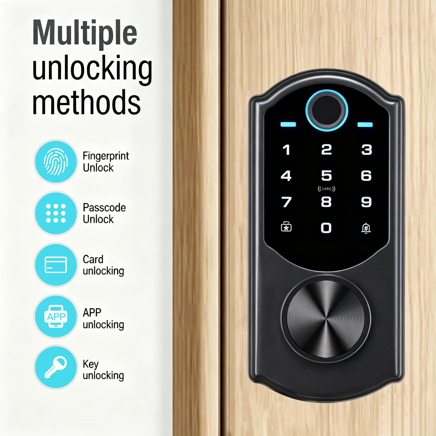 WiFi Smart Rim Lock Fingerprint Password Card Key App Control C-Grade Zinc Alloy Electronic Door Lock For Wood Steel Door