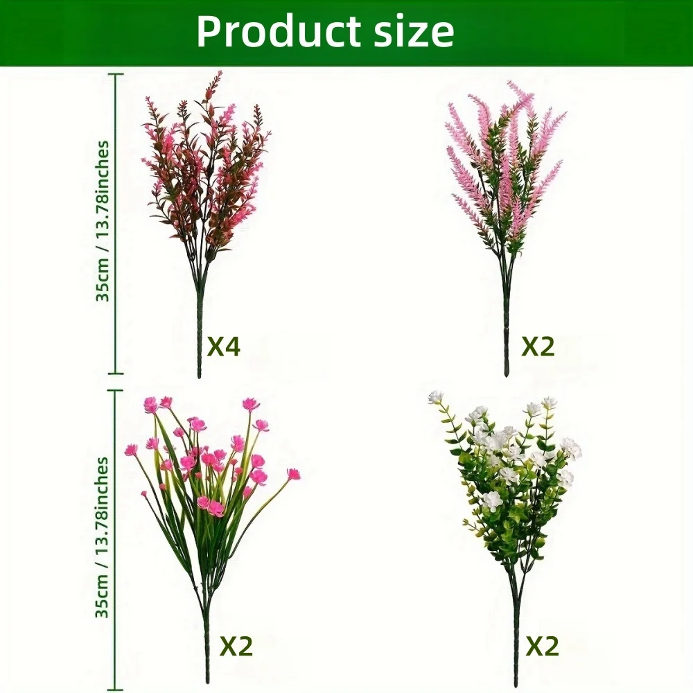 10pcs Mixed color Artificial Plants Outdoor, Artificial Flowers, UV Resistant Fake Flowers, Faux Flowers -Outdoor Planters Decor