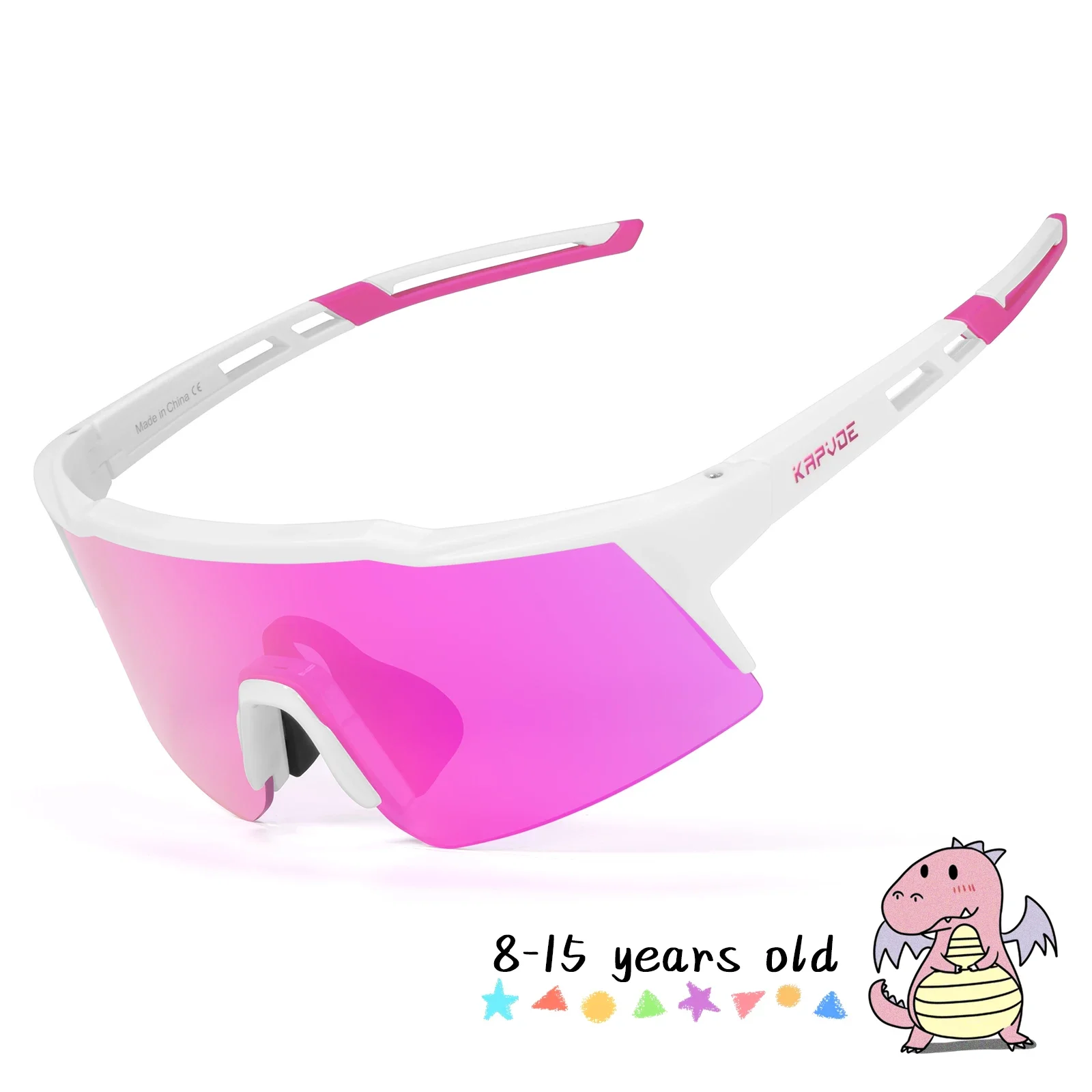 Kapvoe Kinder-Radsport-Sonnenbrille im Alter von 8–15 Jahren, Baseball, Laufen, Kinderbrille, UV400, Sport, Reiten, Fahrradbrille