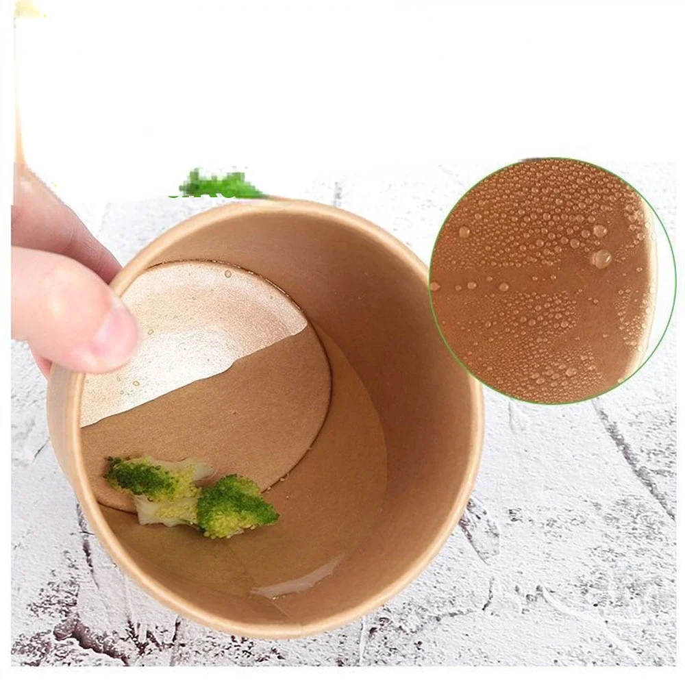 Cheapest Disposable Kraft Paper Bowl 500ml Round Salad Dessert Food Snack Ice Cream Takeaway Packaging Cup with Lids 10pcs/lot