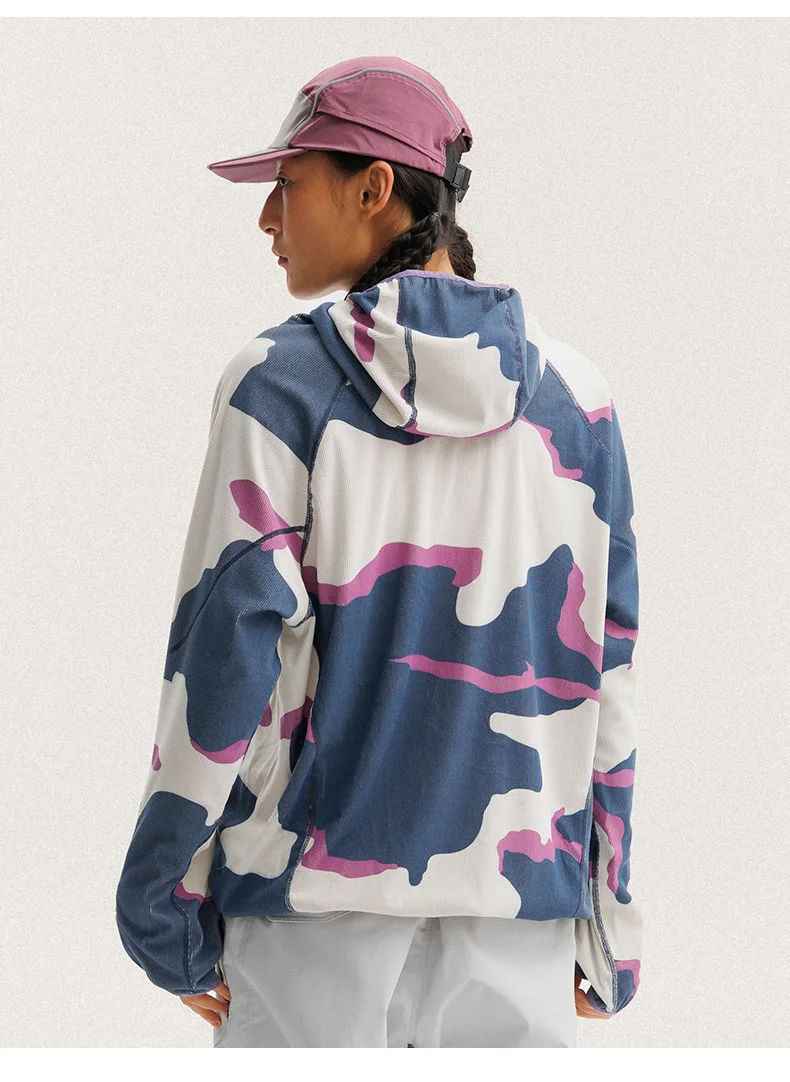 Unisex Leichtgewicht Waffelstruktur Hoodie Schnelltrocknend Langarm T-Shirt Atmungsaktiver Outdoor Sportlicher Pullover für Frühling Herbst – Detail 9