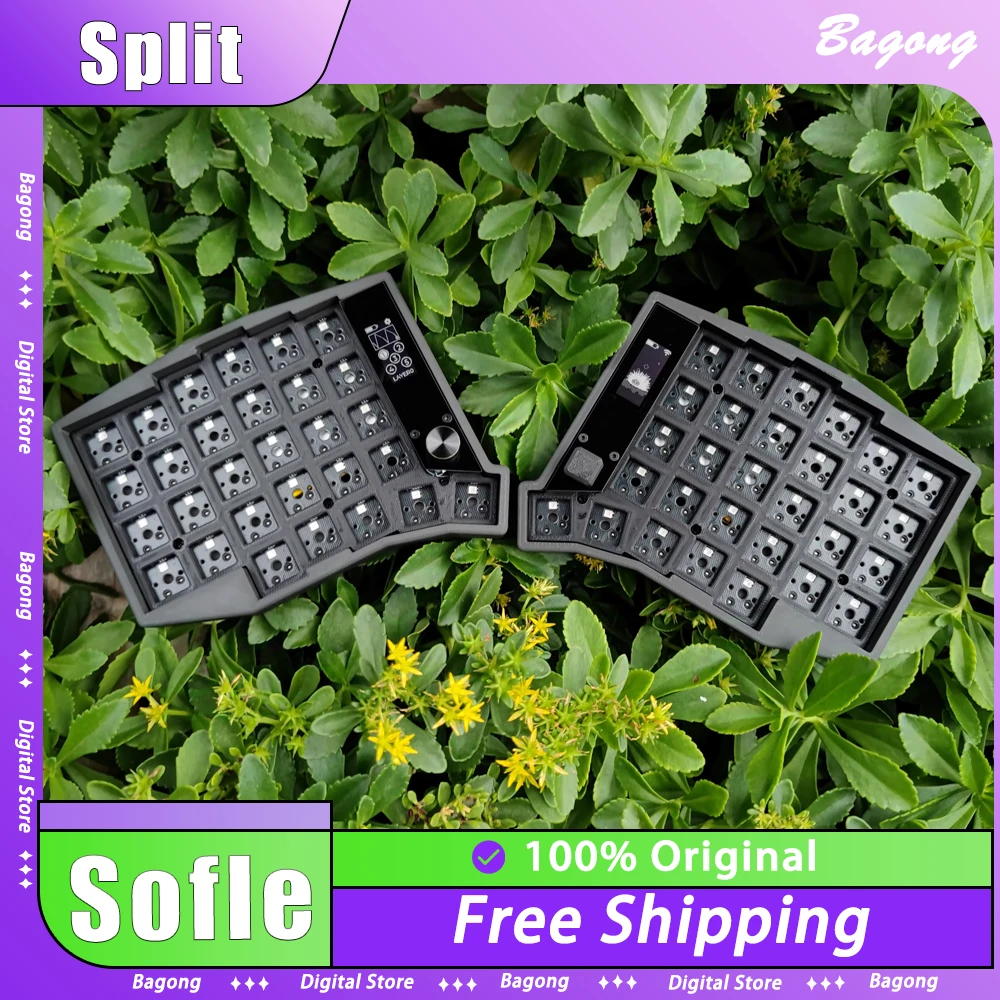 

Sofle Split Keyboard Bluetooth Dual Mode Zmk Scheme Custom Rgb Hot Swap With View Directional Rocker Knob Screen Keyboard Gift