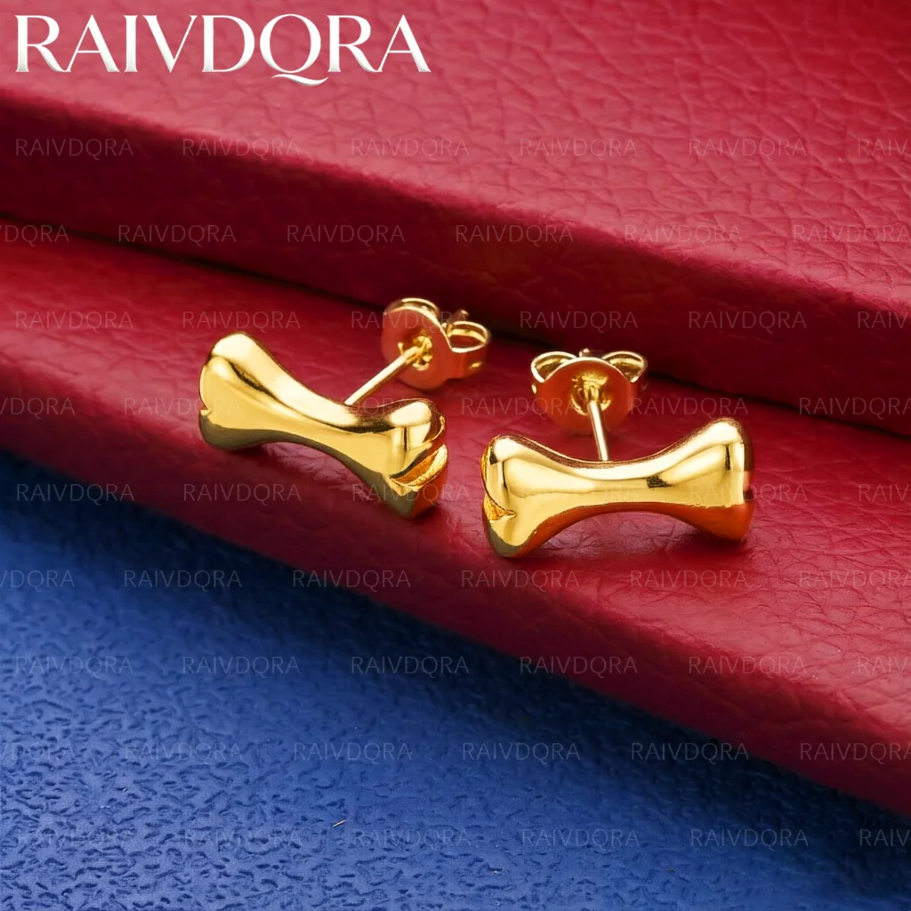 18K Gold Plated Bone Stud Earrings For Women Fashion Jewelry Cute Simple Party Birthday Gifts Anniversary Accessories